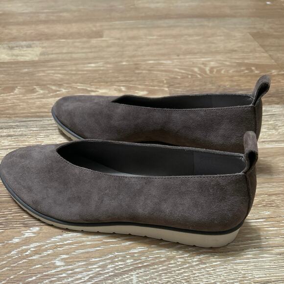 Eileen Fisher Humor Suede Leather Taupe Gray Wedge Ballet Flats Size 8 - Picture 5 of 11